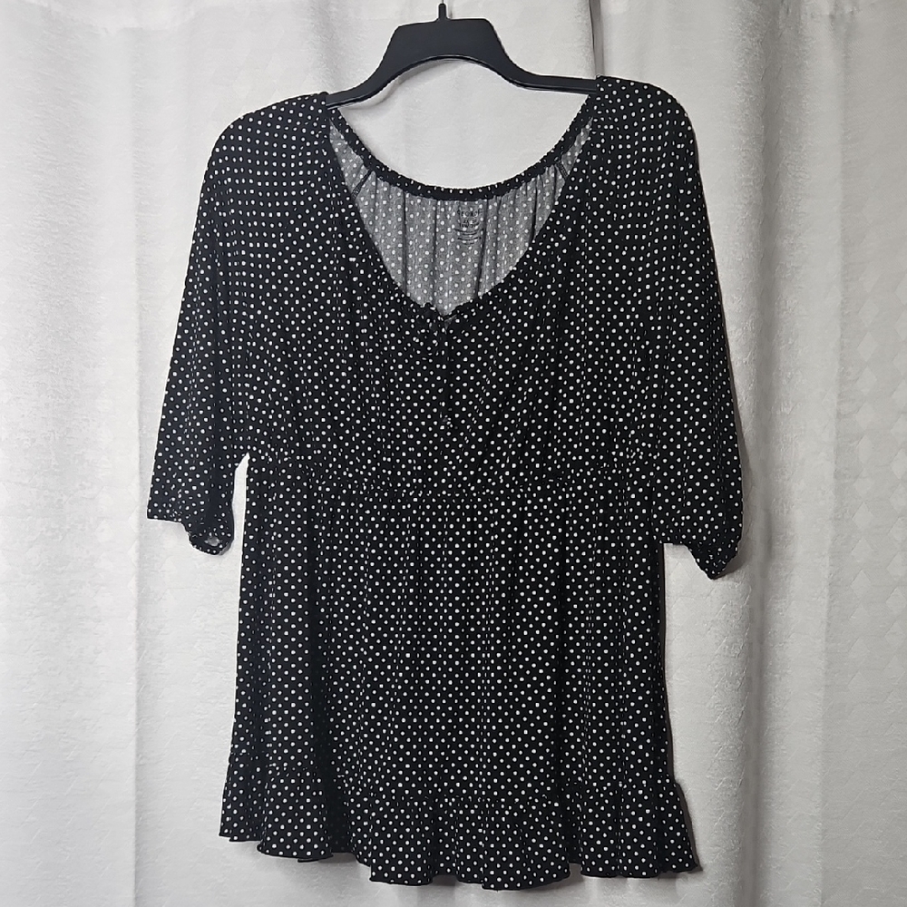 George Black and White Polka Dot Top